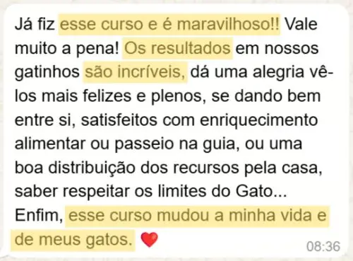 Depoimento de tutora sobre o curso Formando Família Felina